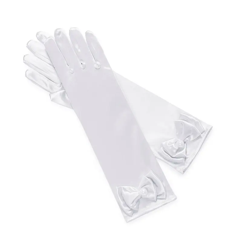 MUABABY/Аксессуары для костюмированной вечеринки принцессы для девочек, перчатки Белоснежки с принтом и перчатки для стрельбы из лука для девочек от 2 до 10 лет, красивый подарок на день рождения - Цвет: Bow Gloves - White