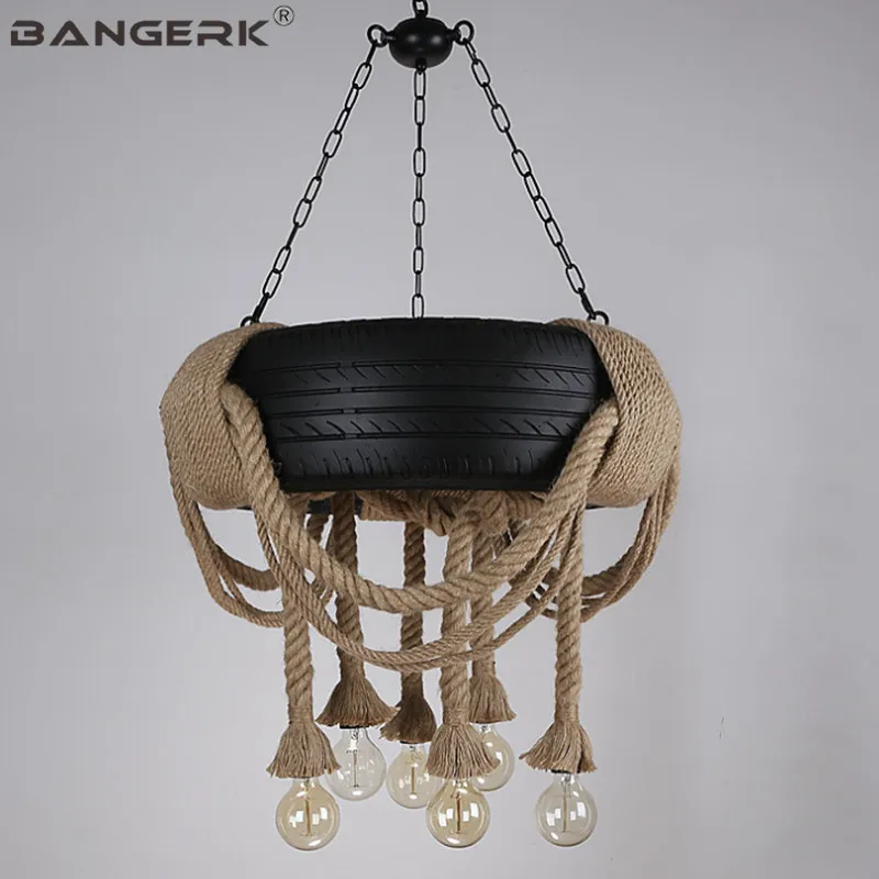 

Nordic Design Hemp Rope Tires Loft Pendant Light LED Edison Vintage Industrial Wind Hanging Lamp Pendant Lighting Home Decor