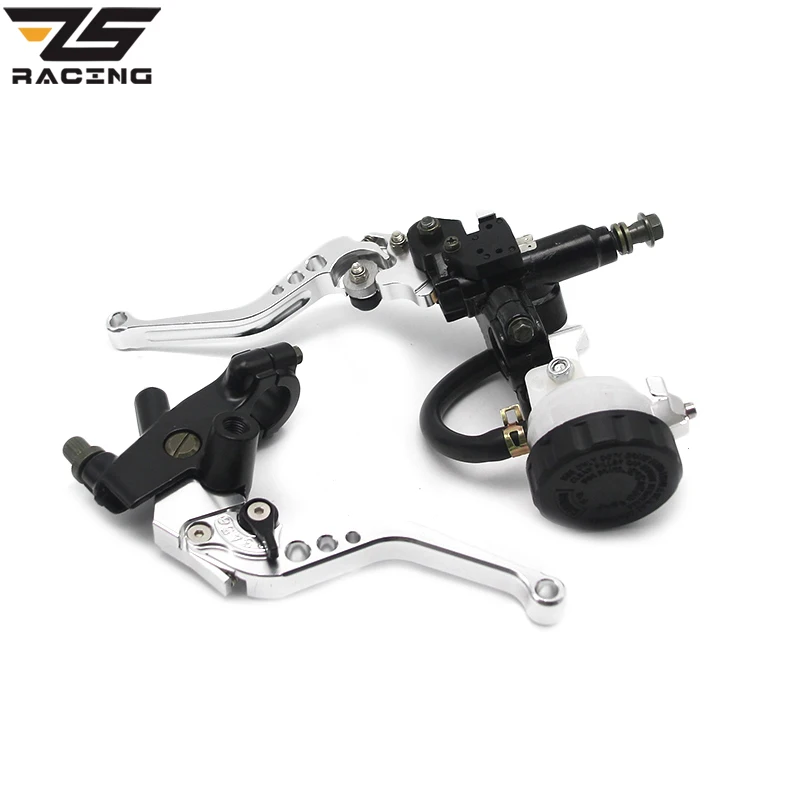 Рычаги тормозные ZS Racing CNC 7/8 дюйма 22 мм серебристые с насосом основным цилиндром и