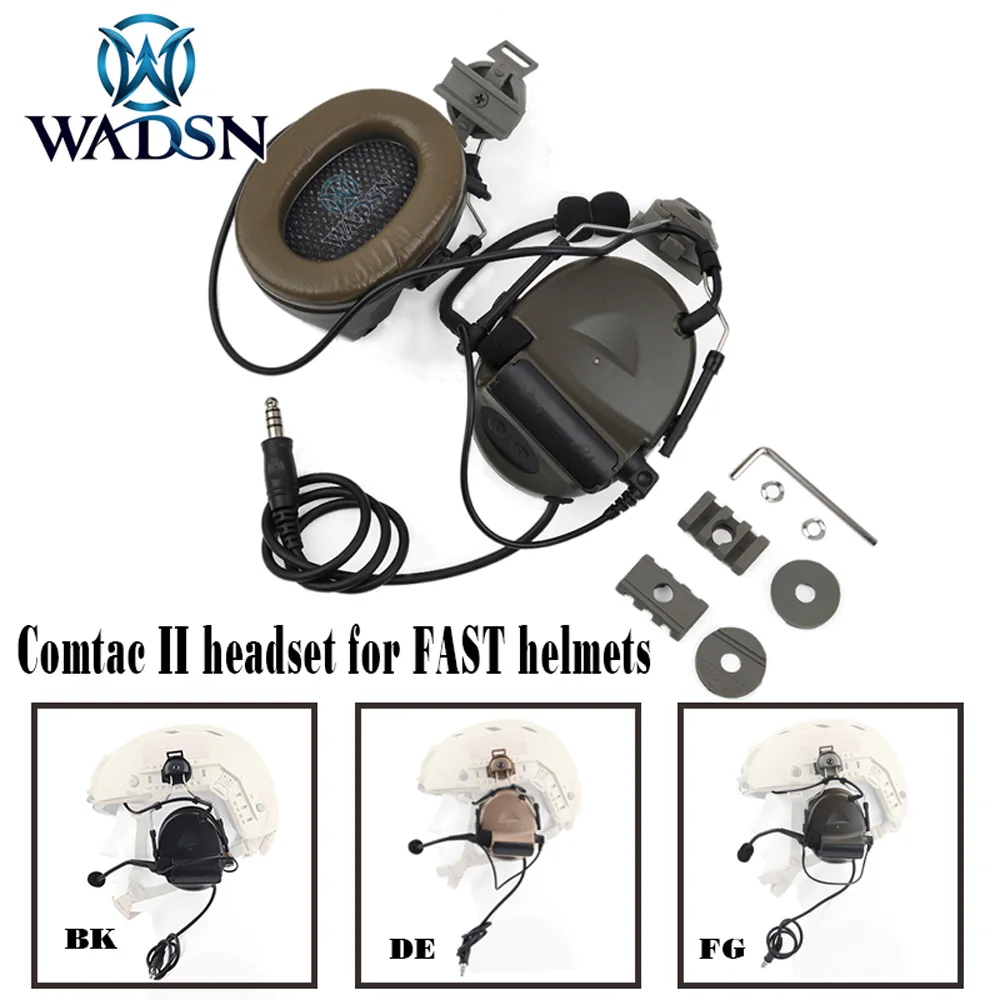 

WADSN Comtac II Headset With Peltor Helmet Rail Adapter Set For FAST Helmets Military Airsoft Tactical C2 Headphone WZ031