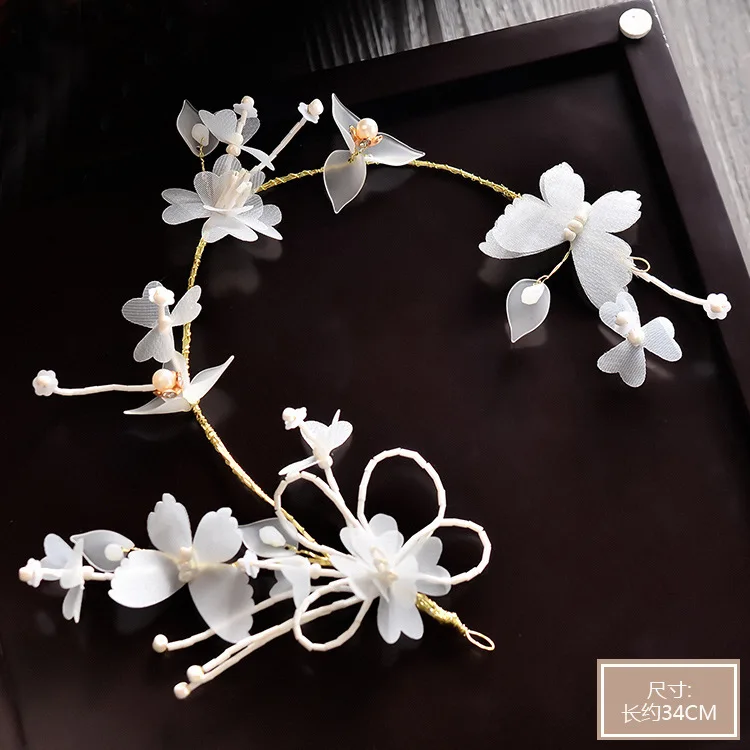 

white silk yarn butterfly hairband hoop wedding tiara brides hair jewelry accessories wholesale