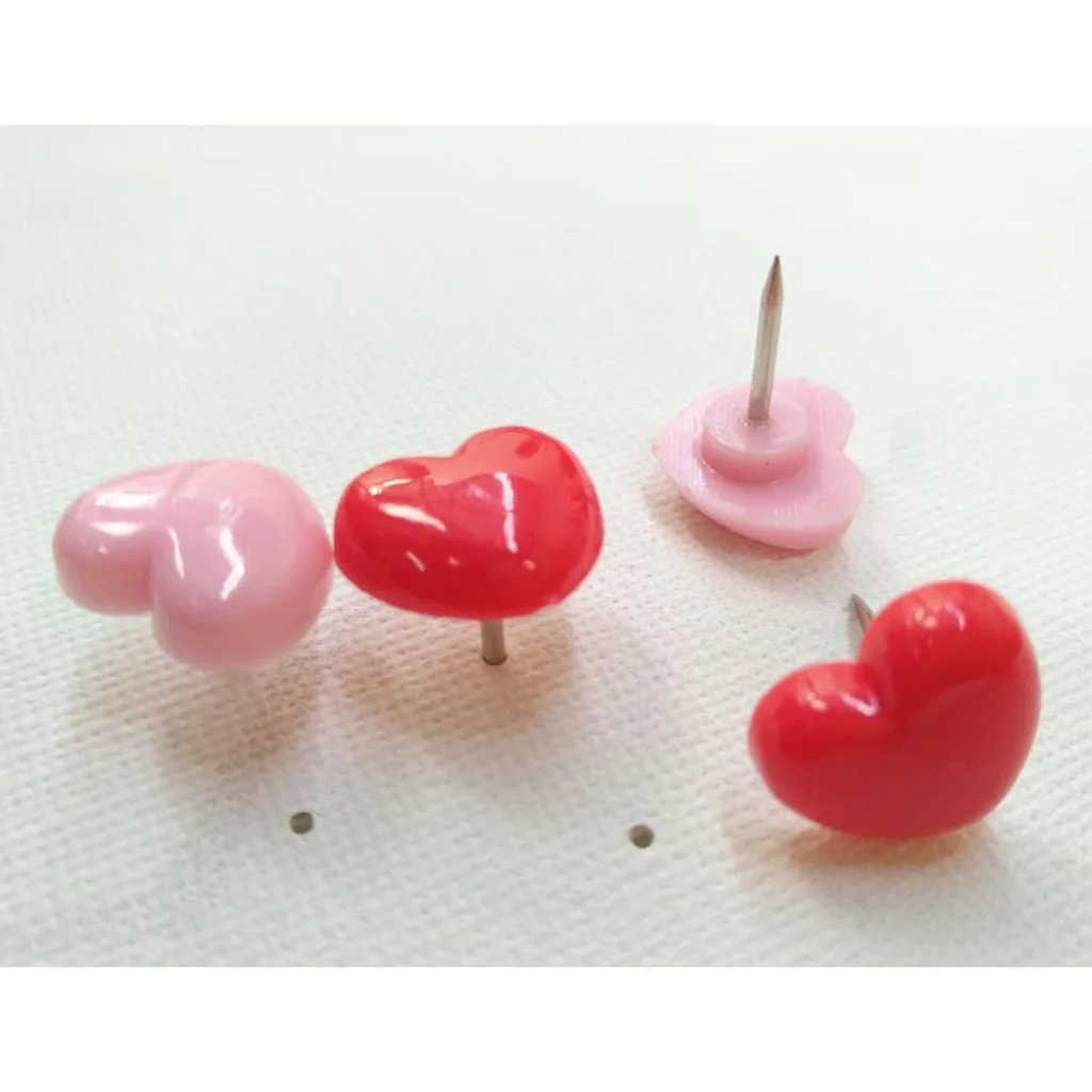 

100 Piece Heart Push Pins Notice Cork Felt Board Map Flag Drawing Pins Thumbtack for Home School Office 12mm