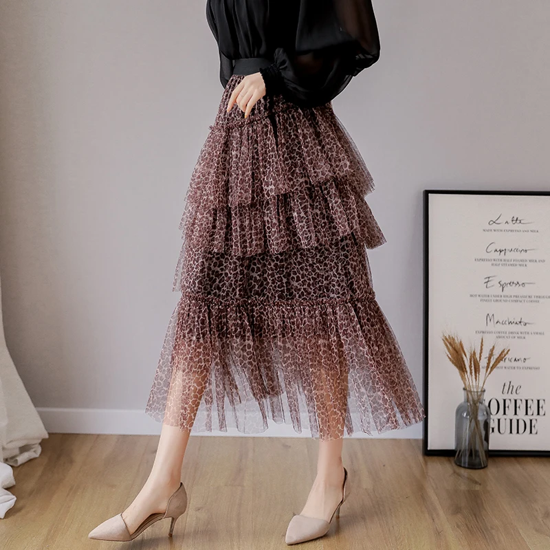 Download BGTEEVER Vintage High Waist Leopard Print Women Skirt 2019 ...