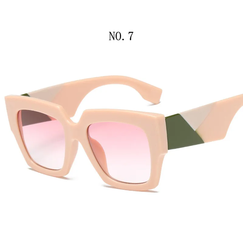 Квадратные негабаритные солнцезащитные очки для женщин, роскошный бренд, дизайн, градиентные солнцезащитные очки, большая оправа, винтажные очки UV400 - Цвет линз: NO.7