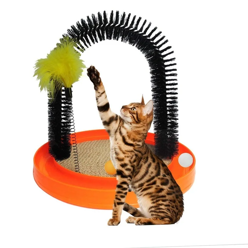 Кошачий скребок, Интерактивная турбо-игрушка для самоухода, котенок, скребок С Кошачьей Мятой, щетка для красоты, арочный массажер, тренировочный инструмент