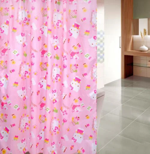 New 180x180cm Hello kitty shower curtain Children Kids Cartoon