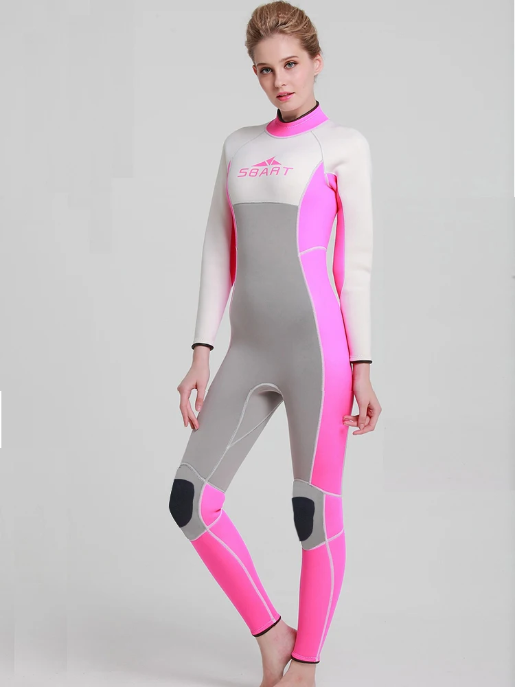 Sbart гидрокостюмы для девочек 3 мм неопрен женский костюм Полное Тело Спортивные скины дайвинг подводное плавание и плавание - Цвет: Pink White