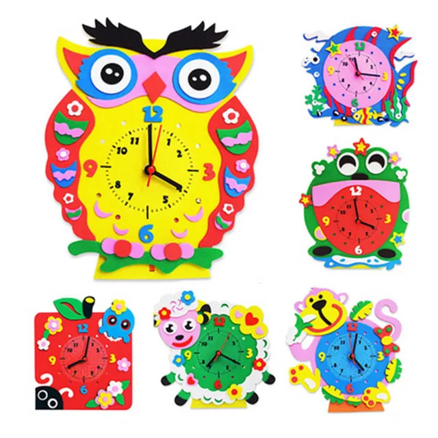 Cartoon Animal Handmade Clocks DIY Handcraft for Kids Educational Toys ...