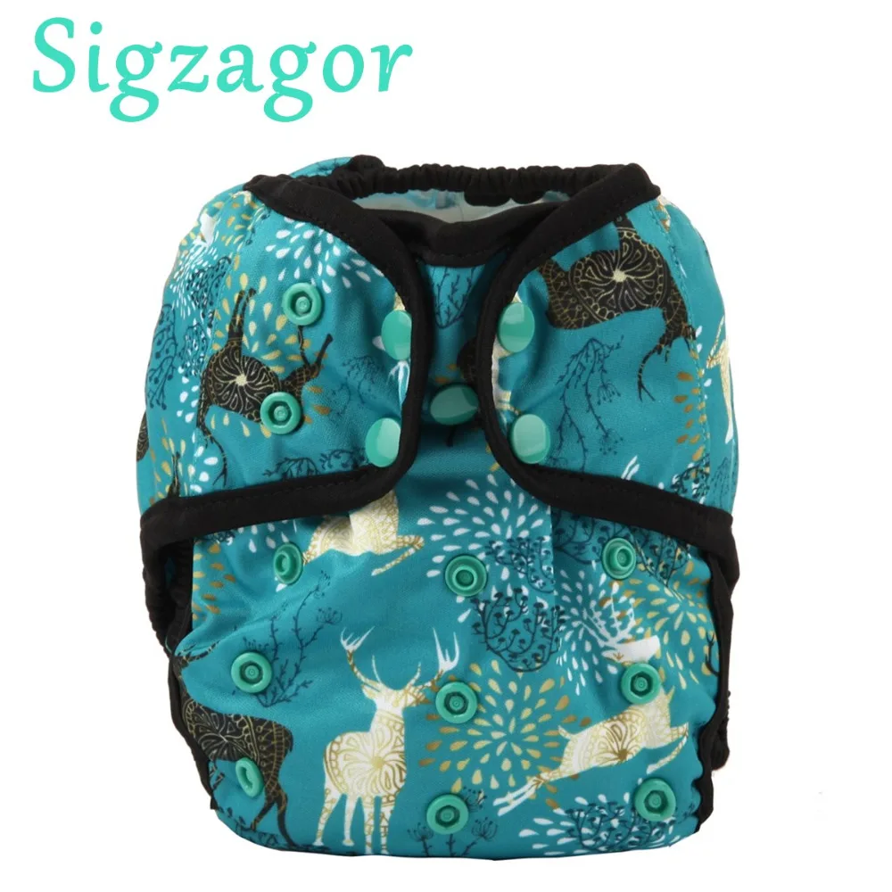 

[Sigzagor]12 One Size Baby Cloth Diapers Covers Nappies Adjustable Waterproof PUL Double Gusset OS 4-13kg 40 Designs