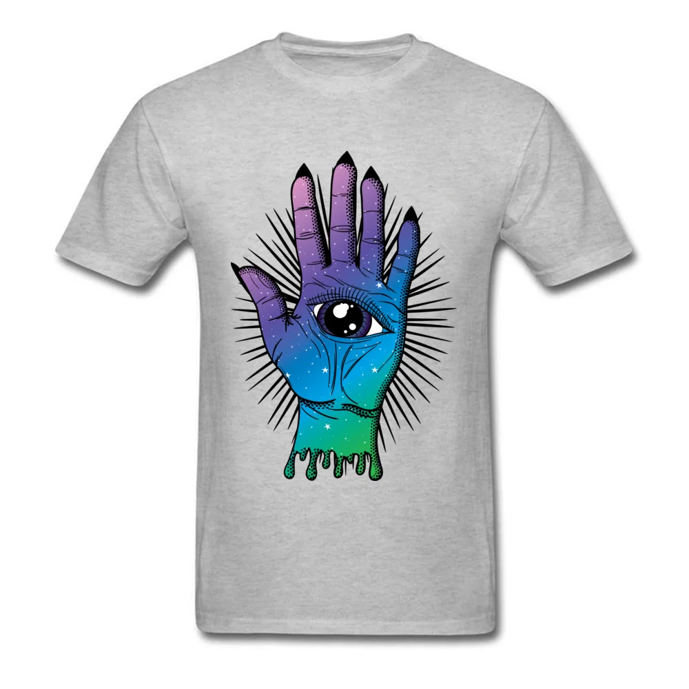 All Seeing Palm Summer Cotton Fabric Crewneck Tops Tees Short Sleeve Printed On Clothing Shirt Wholesale Gift T-shirts All Seeing Palm grey