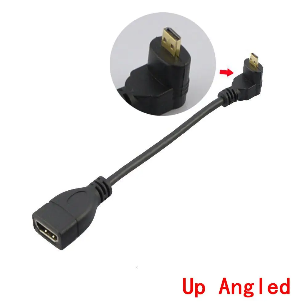 10 см вверх вниз вправо влево Угловой Micro HDMI к HDMI адаптер «Папа-мама» разъем для HDTV Тип D hdmi micro hdmi угол кабеля