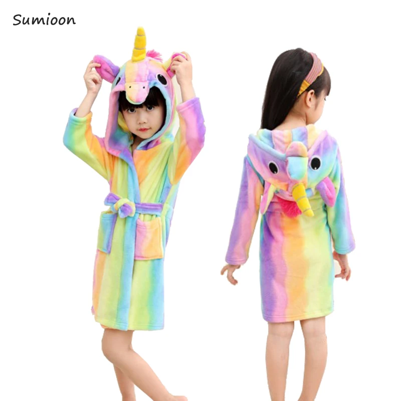 

Baby Bathrobes for Girls Pajamas Kids Stitch Unicorn Hooded Beach Towel Boys Bath Robe Pyjamas Baby Sleepwear Children Clothing