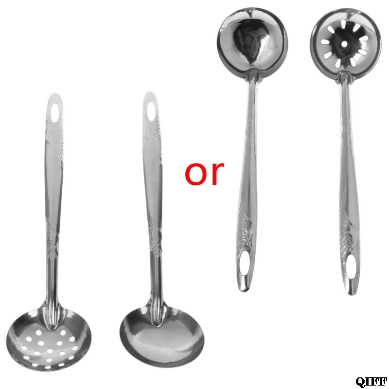 

Drop Ship&Wholesale 2Pcs Stainless Steel Large Soup Spoon Ladle Skimmer Colander Filter Kitchen Tool APR28