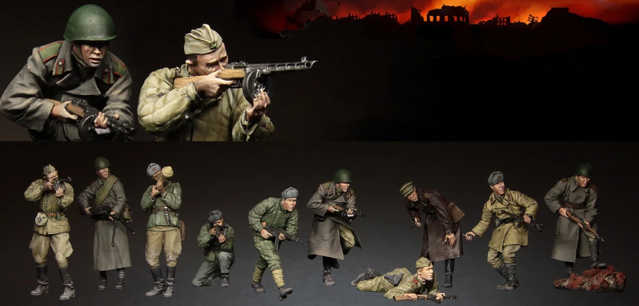 

1/35 Resin Figures Model Kit-C190 Russian Infantryman TEN PEOPLE Unassembled unpainted