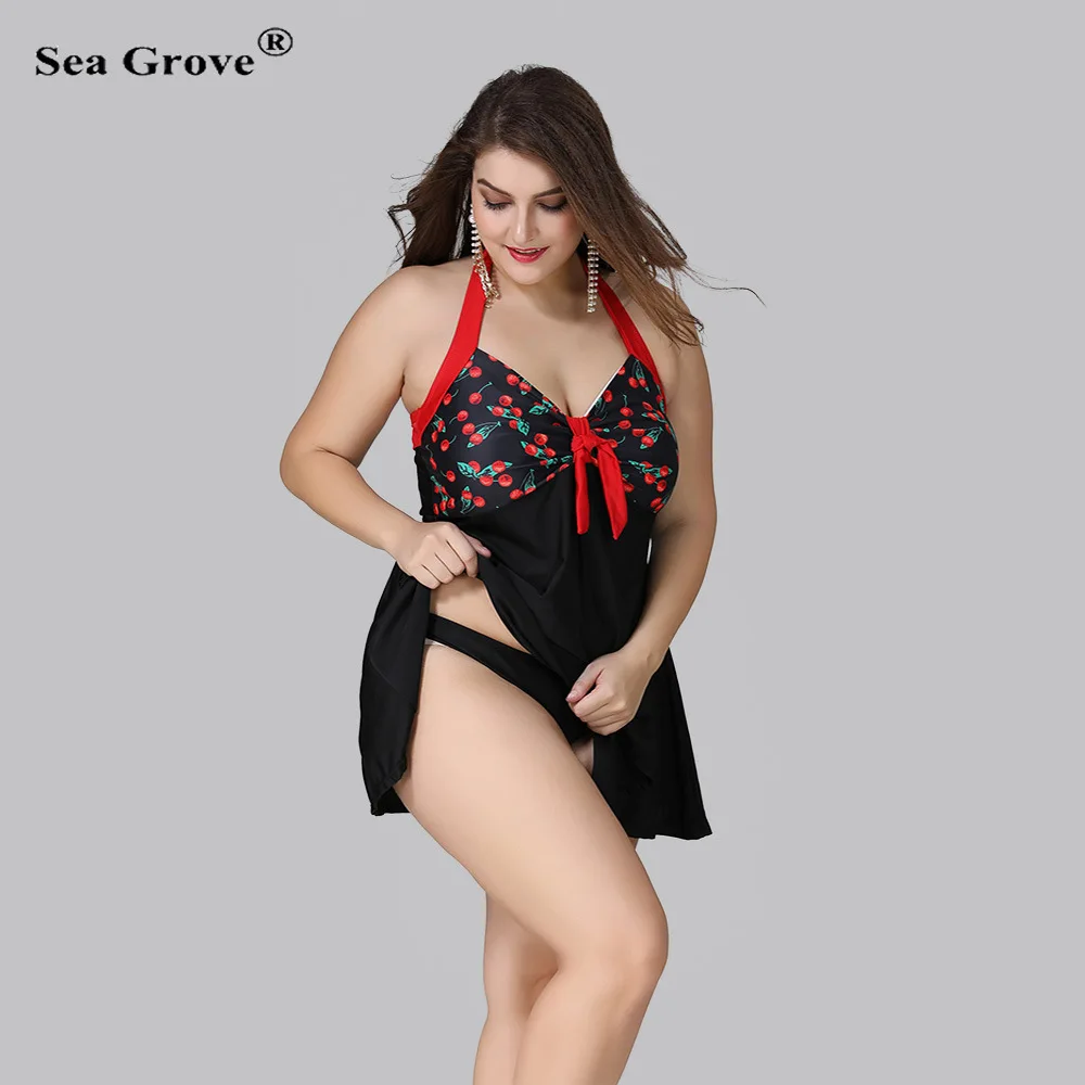 

Women Swimming Suits Plus Size 2018 Floral Hot Spring Swim Suit Dress One Piece Skirted Bathing Suits Size XL~5XL