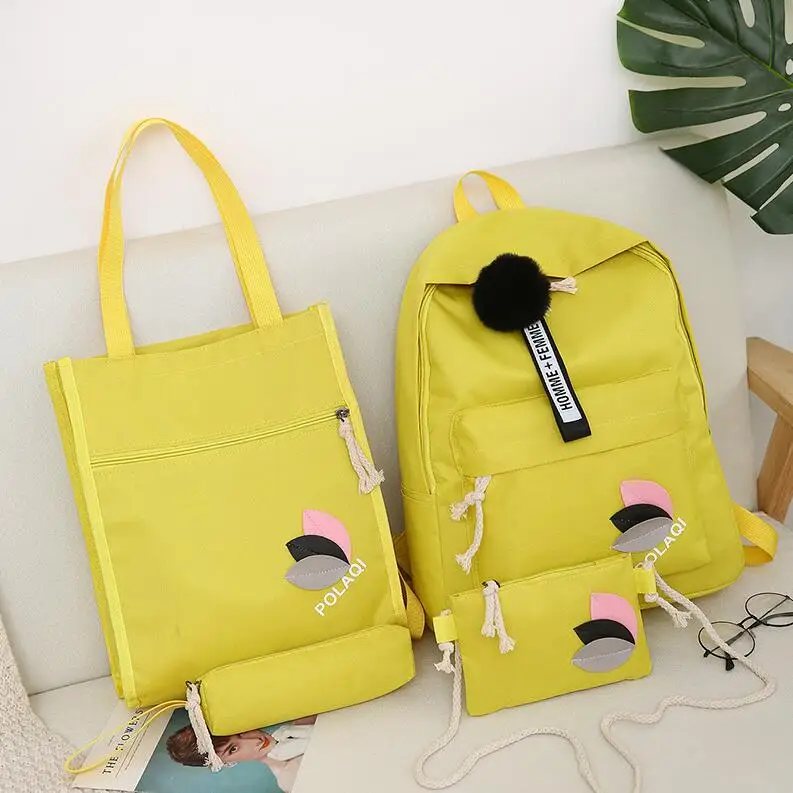 Yogodlns 4 шт./компл. письмо и листья Mochila рюкзак туристические рюкзаки для отдыха школьные рюкзаки для девочек-подростков, школьный рюкзак - Цвет: Yellow