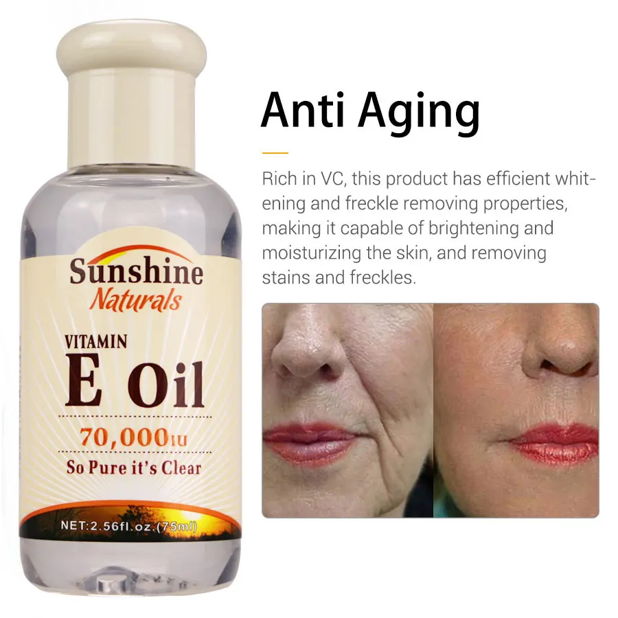 Натуральный витамин Е, масло 70000IU гиалуроновая Жидкость против морщин Сыворотки для крема для лица отбеливающий уход за кожей Anti-Aging