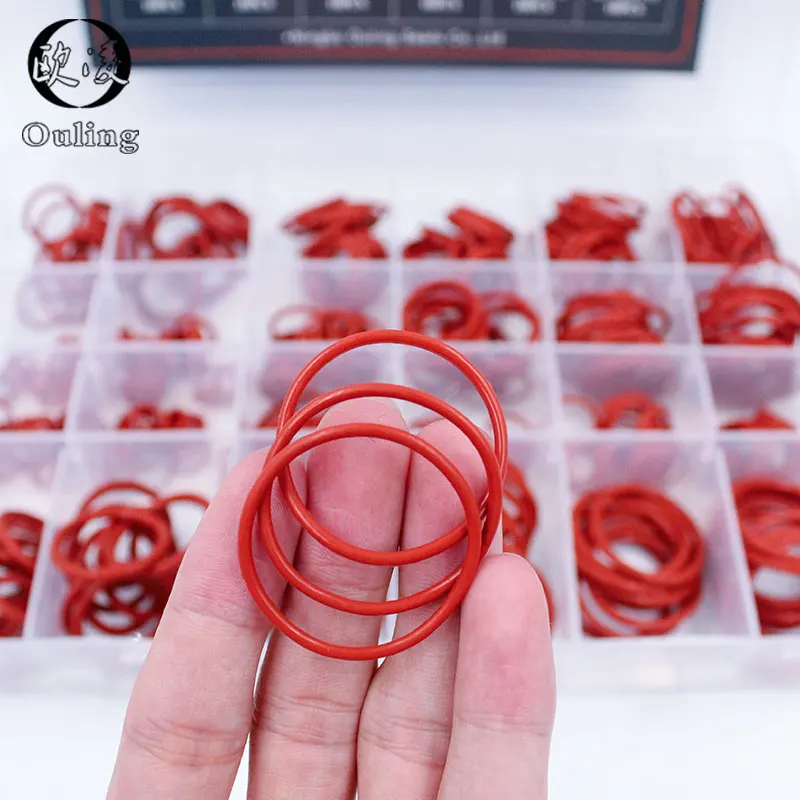 Cena 390 sztuk czerwone silikonowe O pierścienie uszczelniające gumowa uszczelka 24 rozmiary podkładka uszczelka O pierścień o ring uszczelka silikonowa asortyment zestaw zestaw pierścień