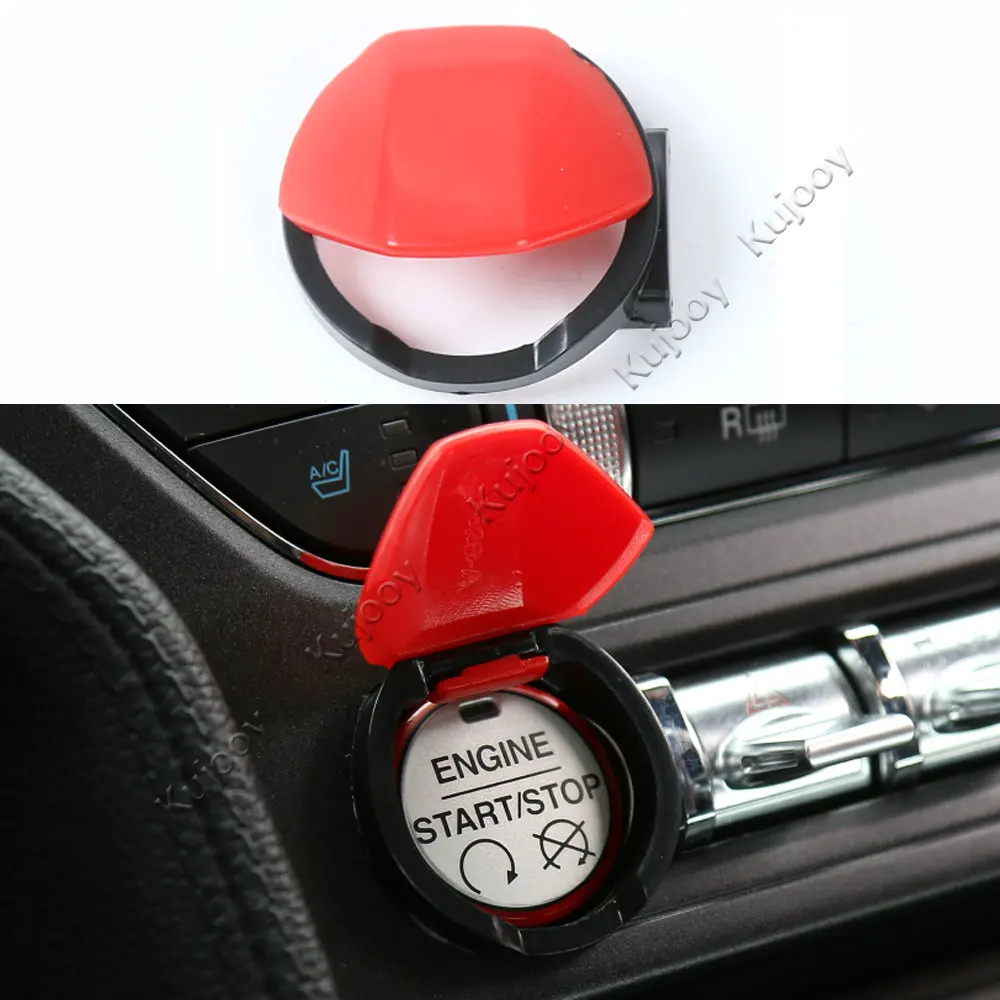 Red ABS Engine Start Button Cover Trim Decor Frame For Ford Mustang