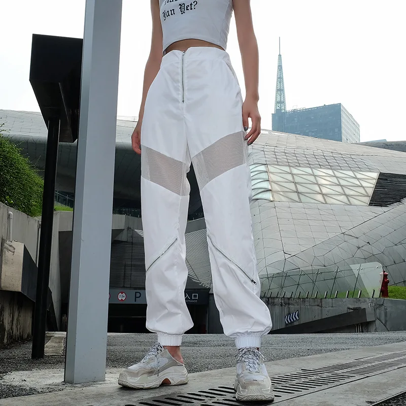

Ynncnik Women Cargo Pants Harajuku High Waist Yarn Patchwork Streetpants Sexy Fashion Sport Trousers White Streetwear P1051
