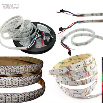 

high quality 5m Dual-signal wires DC5V WS2813 30/60/144leds/m individually addressable RGB led pixel light strip 2811 ws2812b up