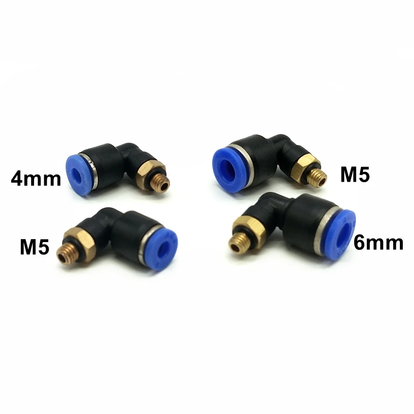 

10pcs/ lot Pneumatic Fittings Thread Size M5 L Type Fitting Tube OD 4mm 6mm PL4-M5 PL6-M5