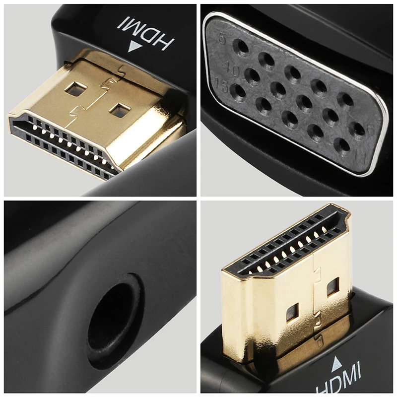 YUNCLOUD вход HDMI мужчин и женщин VGA 3,5 аудио 1080 P видео адаптер конвертер переключатель с Aux кабель