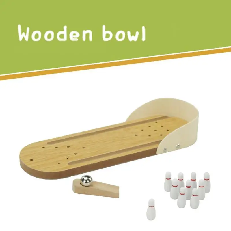 

Wooden Mini Desktop Bowling Game Toy Set Fun Indoor Parent-Child Interactive Table Game Bowling Developmental Educational Toys