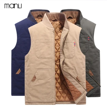 

MANLI Brand 2018 Autumn Winter Men Coat Warm Sleeveless Jacket Casual Men Vest Coat Cotton Army Green Waistcoat Big Size 4XL