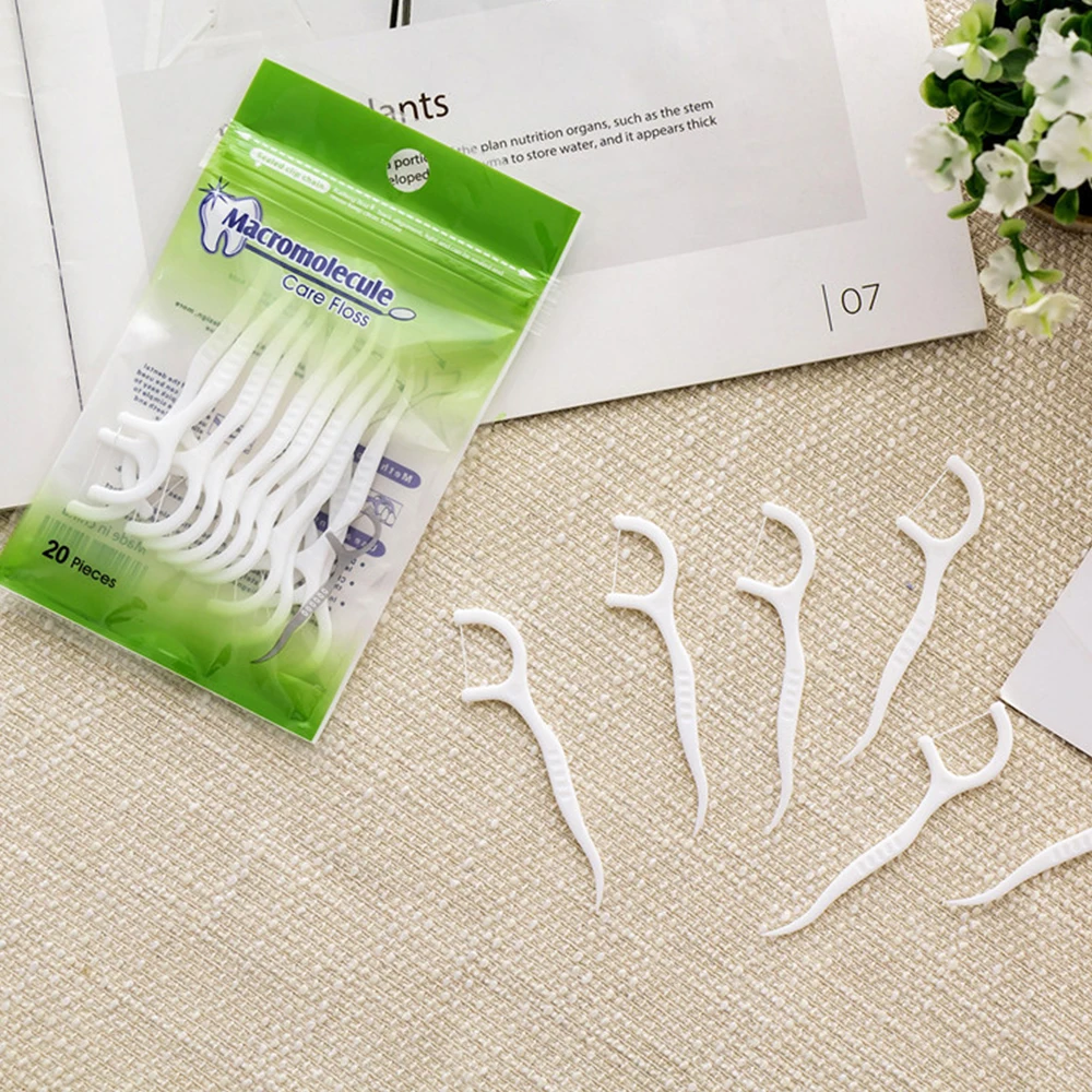 

AMSIC 20Pcs/Lot Disposable Dental Flosser Interdental Brush Teeth Stick Toothpicks Floss Pick Oral Care