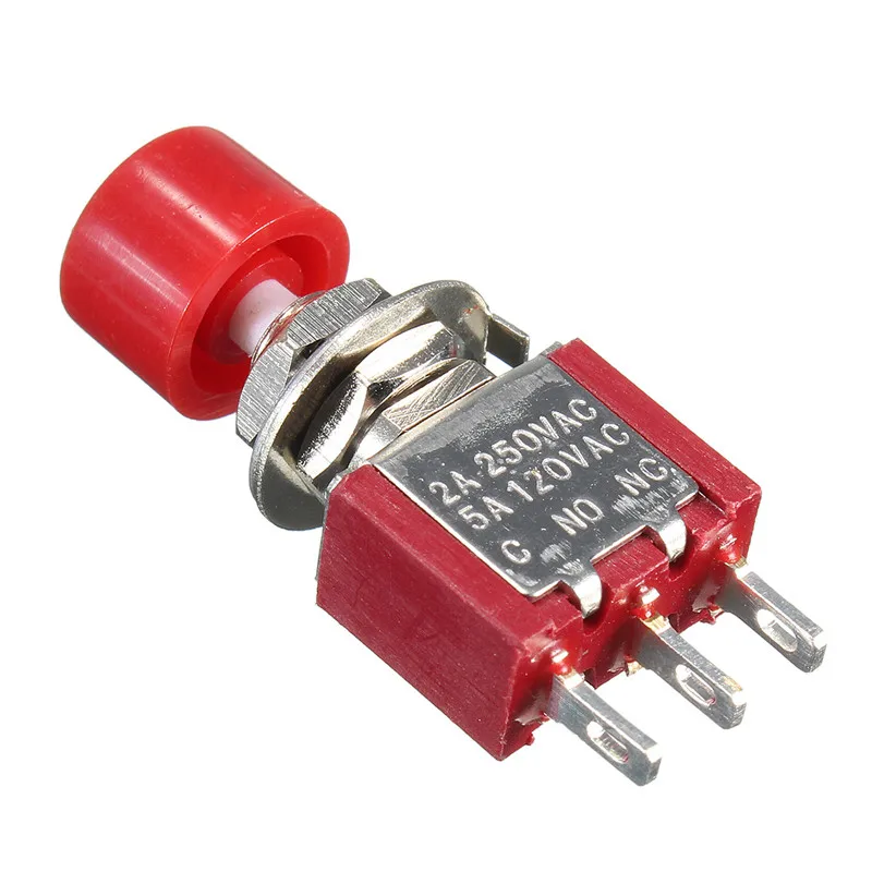 5Pcs Red SPDT Push Button On/off Switches NO NC 5A/120V 2A/250V Car