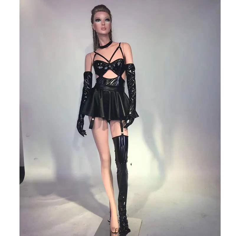 

Stage Costumes For Singers Black DJ Performance costume sets Women DS sexy Skirt Nightclub Rave Clothes Gogo Dancer Outfits
