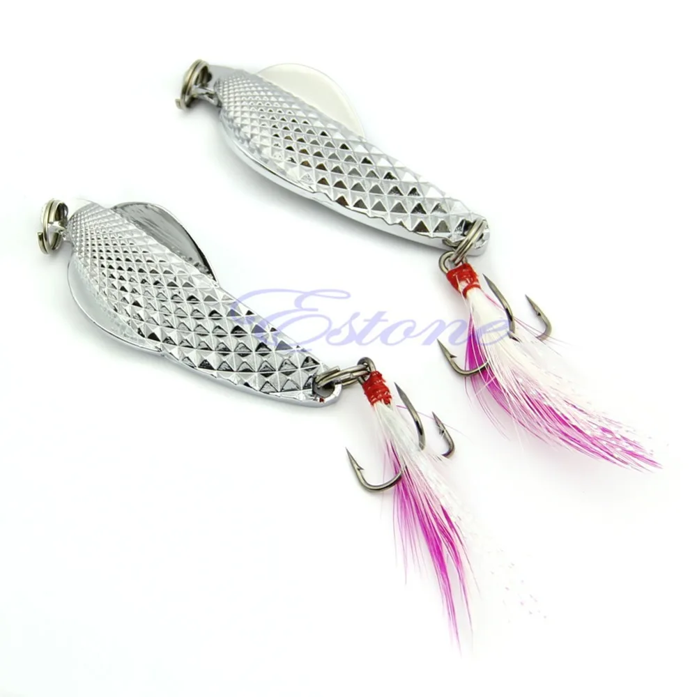 

1pc 10g 100mm Silver Fishing Lure Gill Paillette Tackle Treble Hook With Feather