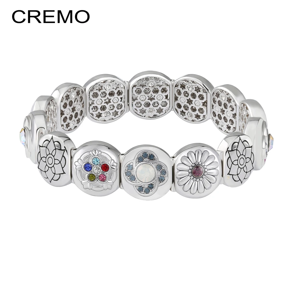 

Cremo Changeable Flower Bracelet Red Crystal Modular DIY Bracelet For Women Elastic Links Clasps Bracelet Connector Charm Parts