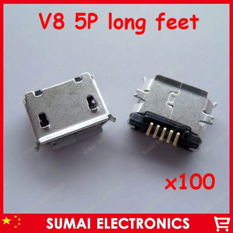 100pcs 2 SMT feet 5P Micro USB Connector V8 Port Charge Socket Micro USB Jack For repairing phone Tablet Notbook ect 100pcs 2 SMT feet 5P Micro USB Connector V8 Port Charge Socket Micro USB Jack For repairing phone Tablet Notbook ect
