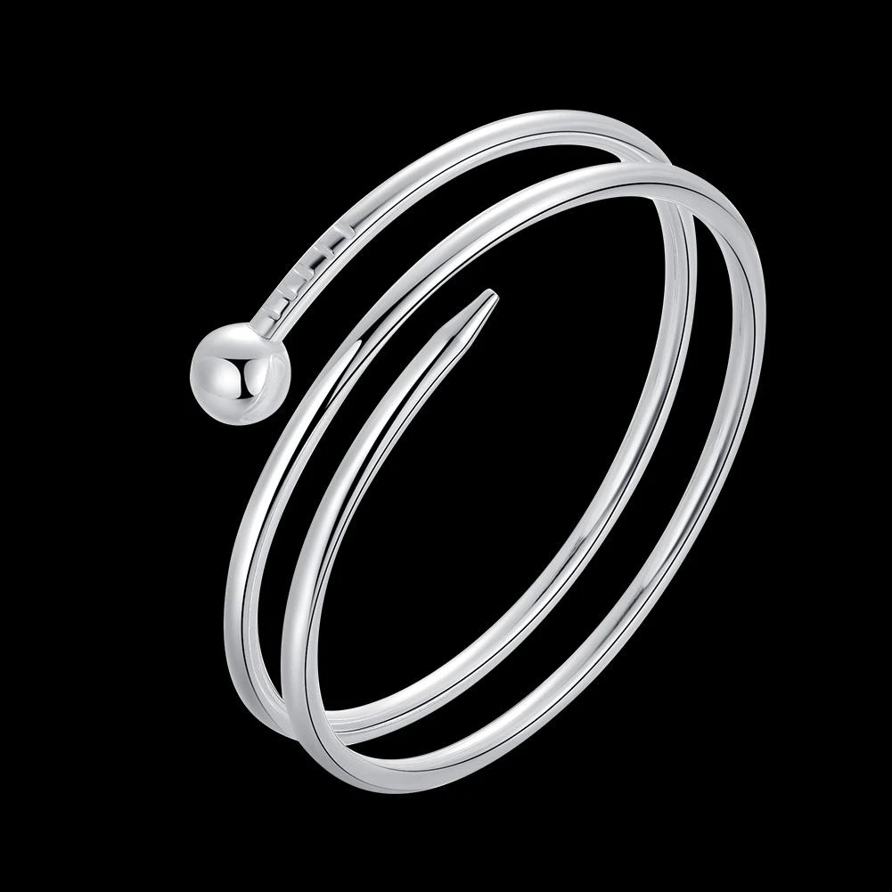 Sterling Silver Plated Anna Bracelet-Sterling Silver Plated Pin Wrap Bangle (2)