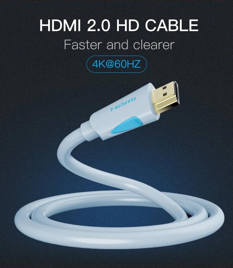 Кабель Vention HDMI 2,0 позолоченный 4K* 2K 60Hz UHD HDMI кабель 1 м 2 м 3 м 5 м 8 м 10 м для HD tv lcd ноутбука для PS3 проектора компьютера