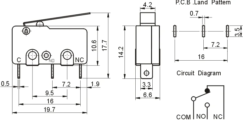 10 шт. концевой выключатель 3 Pin N/O N/C 5A 250VAC KW11-3Z мини микро/мышь переключатель