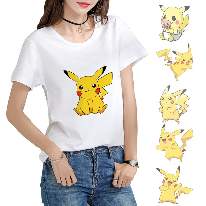 

Pikachu Pokemon Cartoon Cute Kawaii Summer Plus Size Loose O-NECK Modal Sleeve Womans Clothing Fashion Casual T Shirt 19531