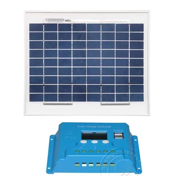 

Solar Panel Kit 12v 10w Solar Battery Solar Charge Controller 12v/24v 10A LCD PWM Dual USB Solar Home Light System Camping Car