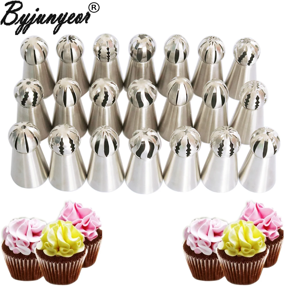 

21PCS/SET Spherical Ball Stainless Steel Icing Piping Globular Nozzle Pastry Tips Cream Fondant Cupcake Baking Tip Tool CS084