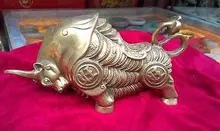 Aisan o big rare bronze Pure Chinês Sorte diligência Wall Street gado estátua Decoração Do Jardim real Latão Bronze