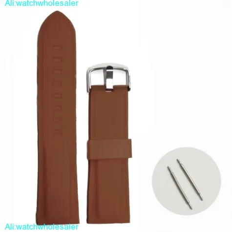 22mm New Casual Brown Silicone Jelly Rubber Unisex Watch Band Straps WB1054J22JB
