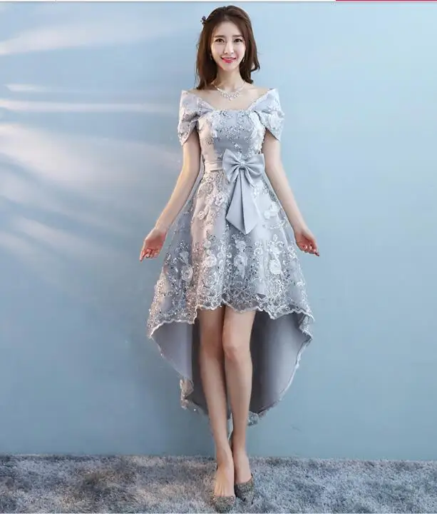 Elegant Lace High Low Bridesmaid Dresses 2018 New Elegant Sequined