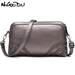 NIGEDU ткачество для женщин сумки через плечо мягкие из искусственной кожи женская сумка известный бренд клапаном мать подарочные сумки