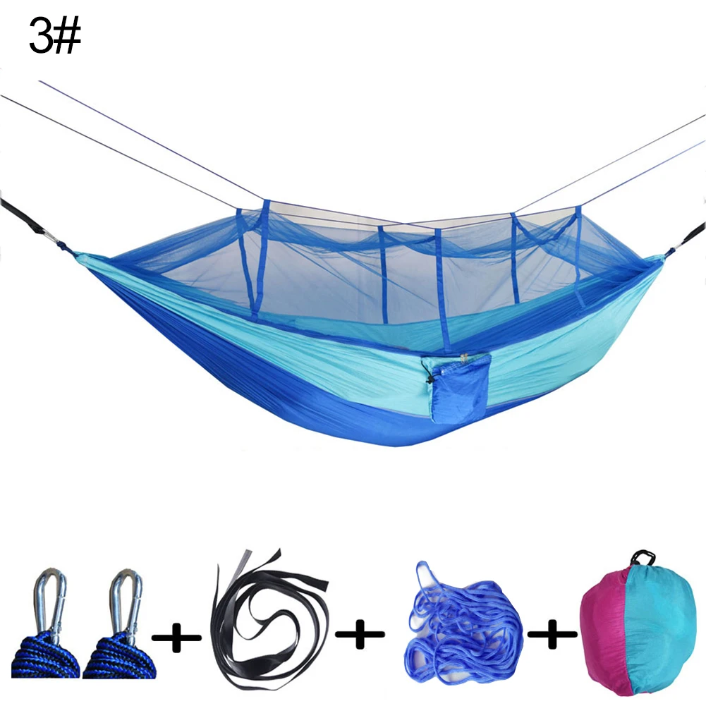 Наружный кемпинг Сверхлегкий портативный противомоскитная прочная москитная сетка парашют гамак палатка двойной человек Висячие качели
