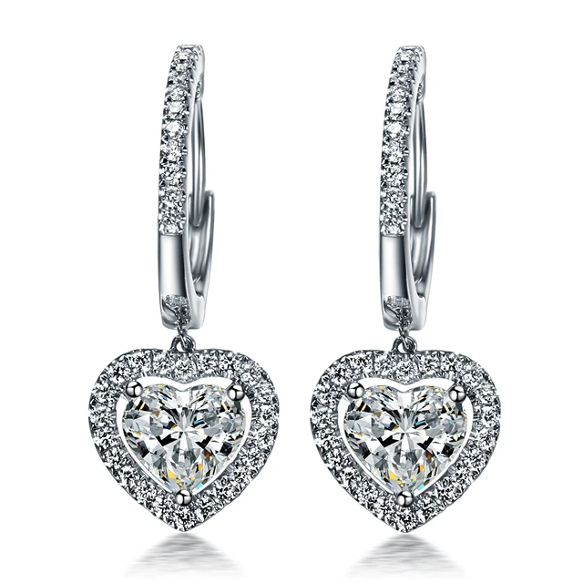 Heart Promise Love 1 5ct Piece Earrings Lovely Diamond Dangle Heart Promise Love 1 5ct Piece Earrings Lovely Diamond Dangle For Women Sterling Silver