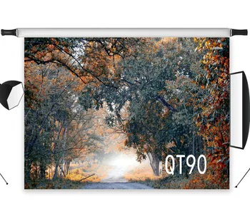 

LB Polyester & Vinyl Dreamy Foggy Beautiful Autumn Forest Path Cool Weather Backgrounds For Photo Studio Photography Backdrops