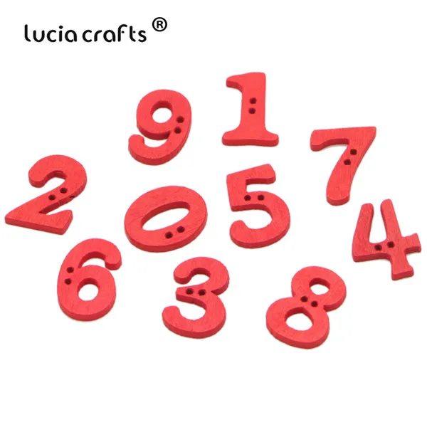 Lucia crafts, 100 шт./лот, 14-21 мм, с узором в виде цифр, пуговицы для шитья, 2 отверстия, сделай сам, ручная работа, аксессуары для скрапбукинга, E0213 - Цвет: C4 Red