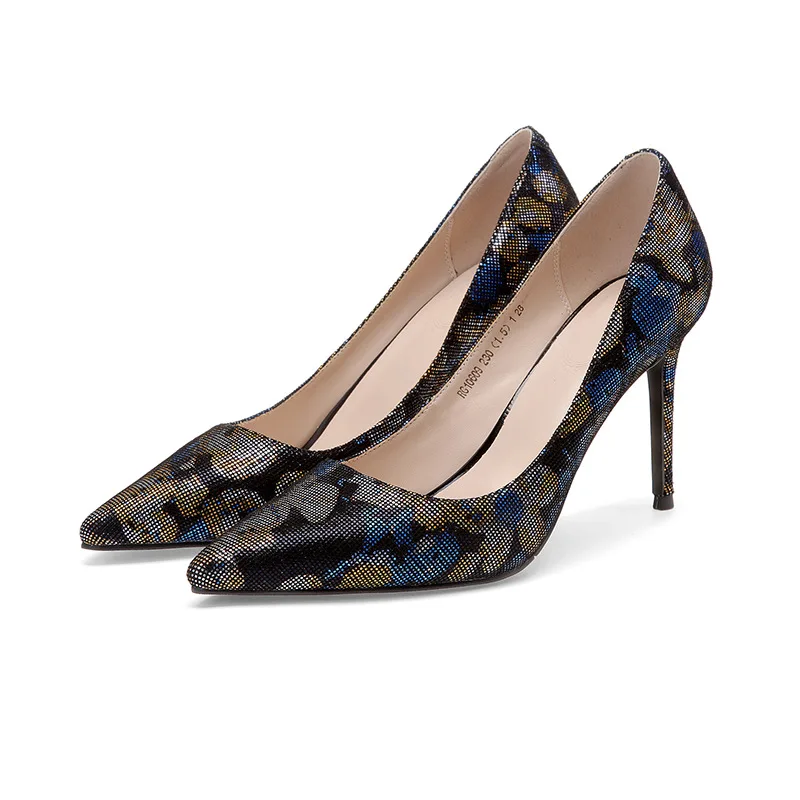 

Fashion brand name pointed painted frosted four seasons shallow mouth women's high heels spring and summer leather women shoes